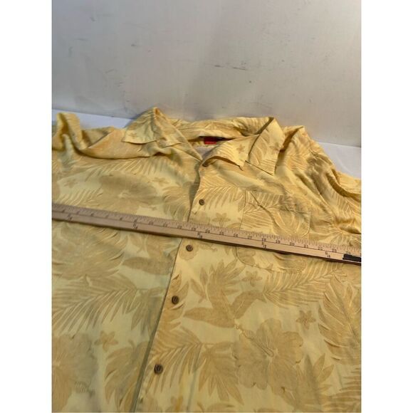 Puritan Hawaiian Beach Cruise Rayon Shirt 2x Flowers Yellow Wood Buttons rn#5246 - Picture 5 of 7